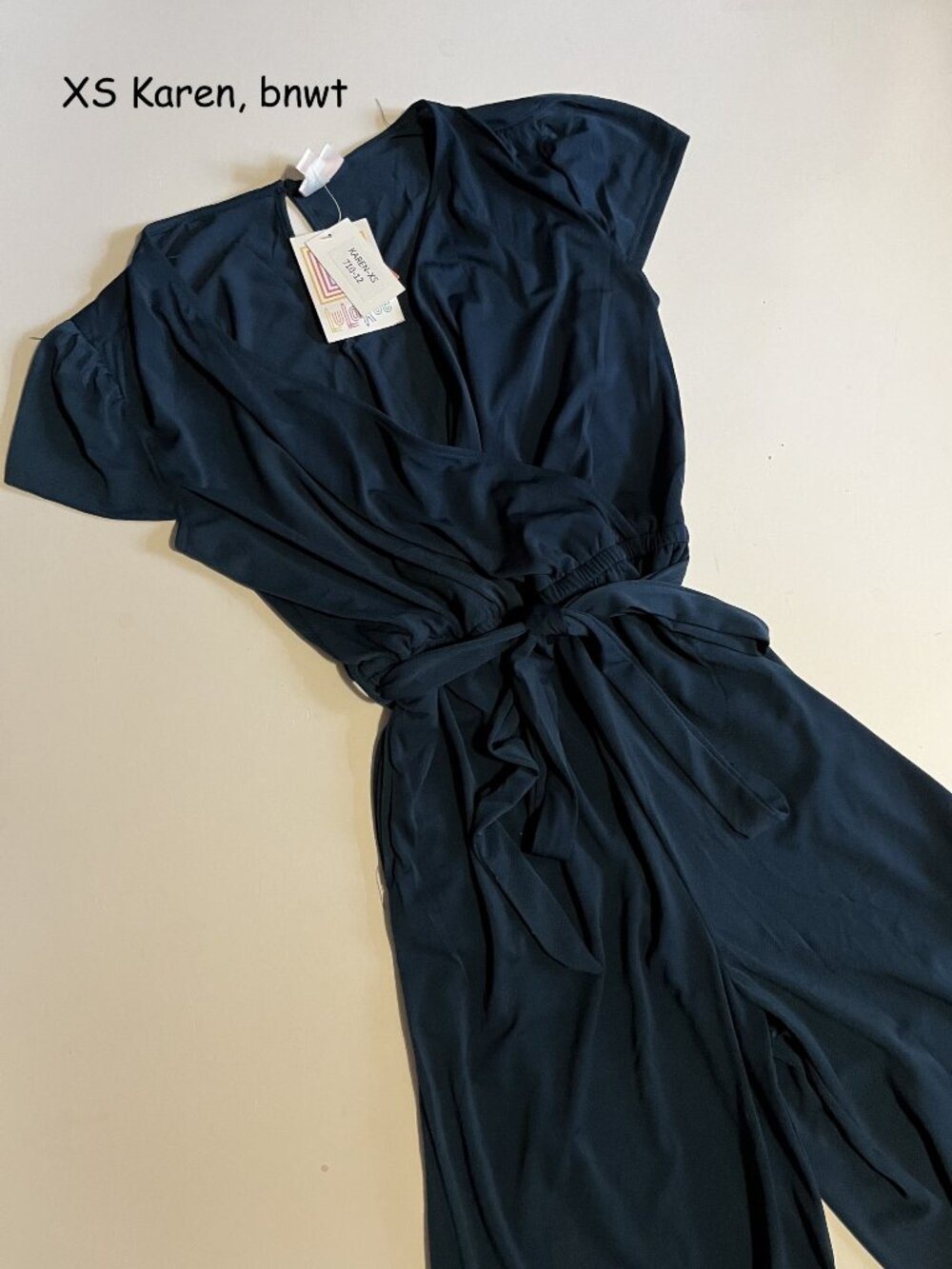 XS Lularoe Karen jumpsuit, navy, crepe-like
